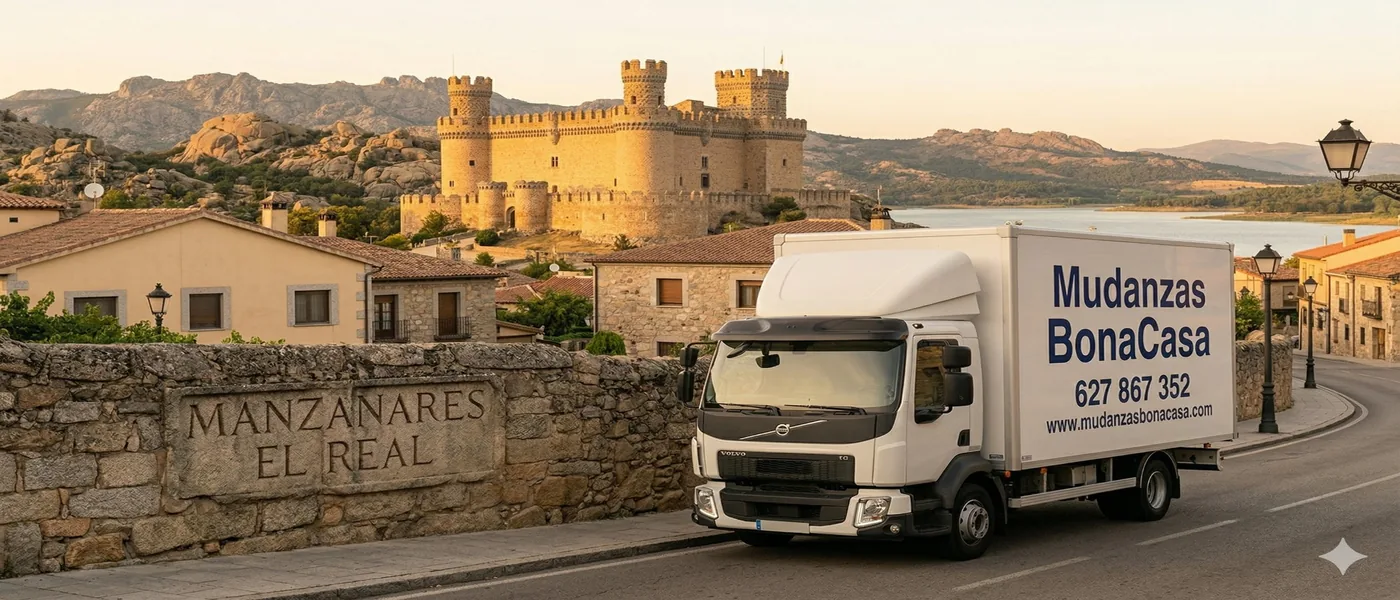 Castillo de Manzanares el Real con La Pedriza al fondo